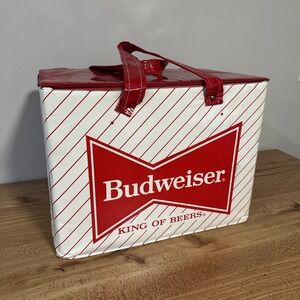 Vintage Retro Budweiser Beer Vinyl Cooler With Strap Handles Soft Shell